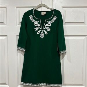 Tuckernuck Miguelina Embroidered Dress Womens Green White Size XXS
